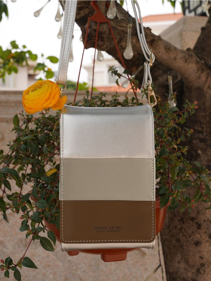 Color Block Slogan Graphic Phone Wallet