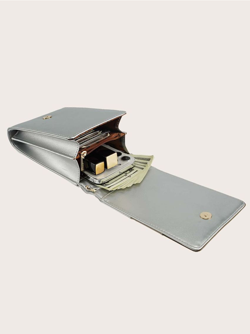 Color Block Slogan Graphic Phone Wallet