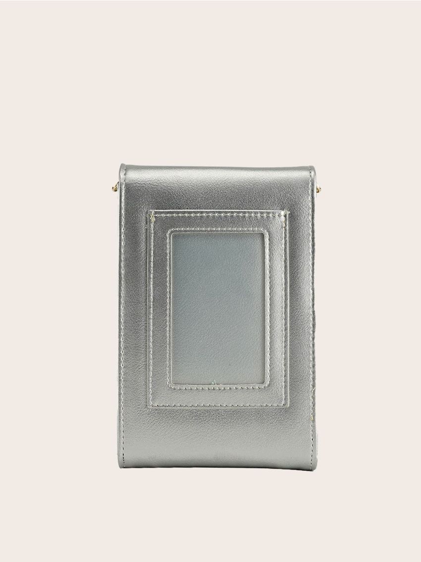 Color Block Slogan Graphic Phone Wallet