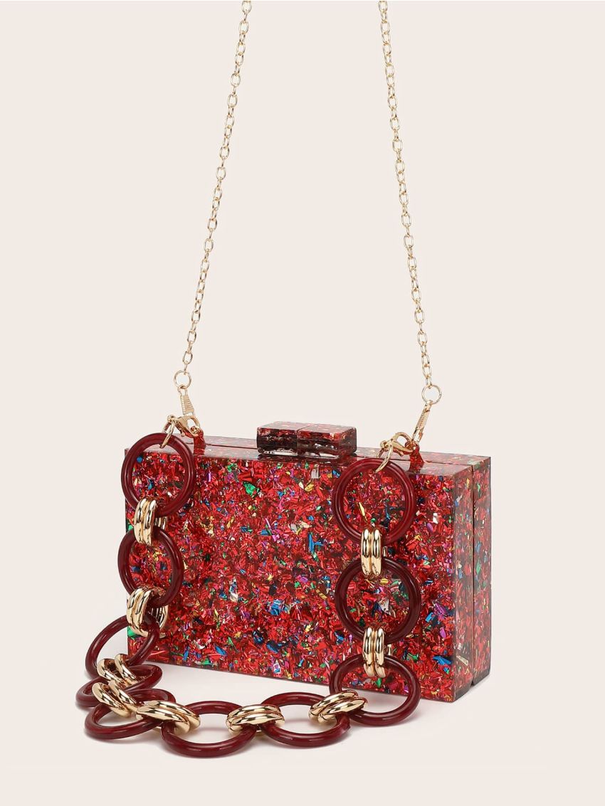 Mini Confetti Graphic Chain Box Bag