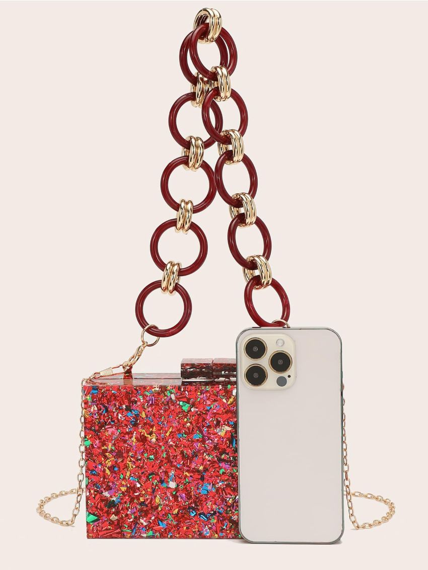 Mini Confetti Graphic Chain Box Bag