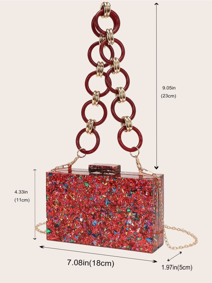 Mini Confetti Graphic Chain Box Bag