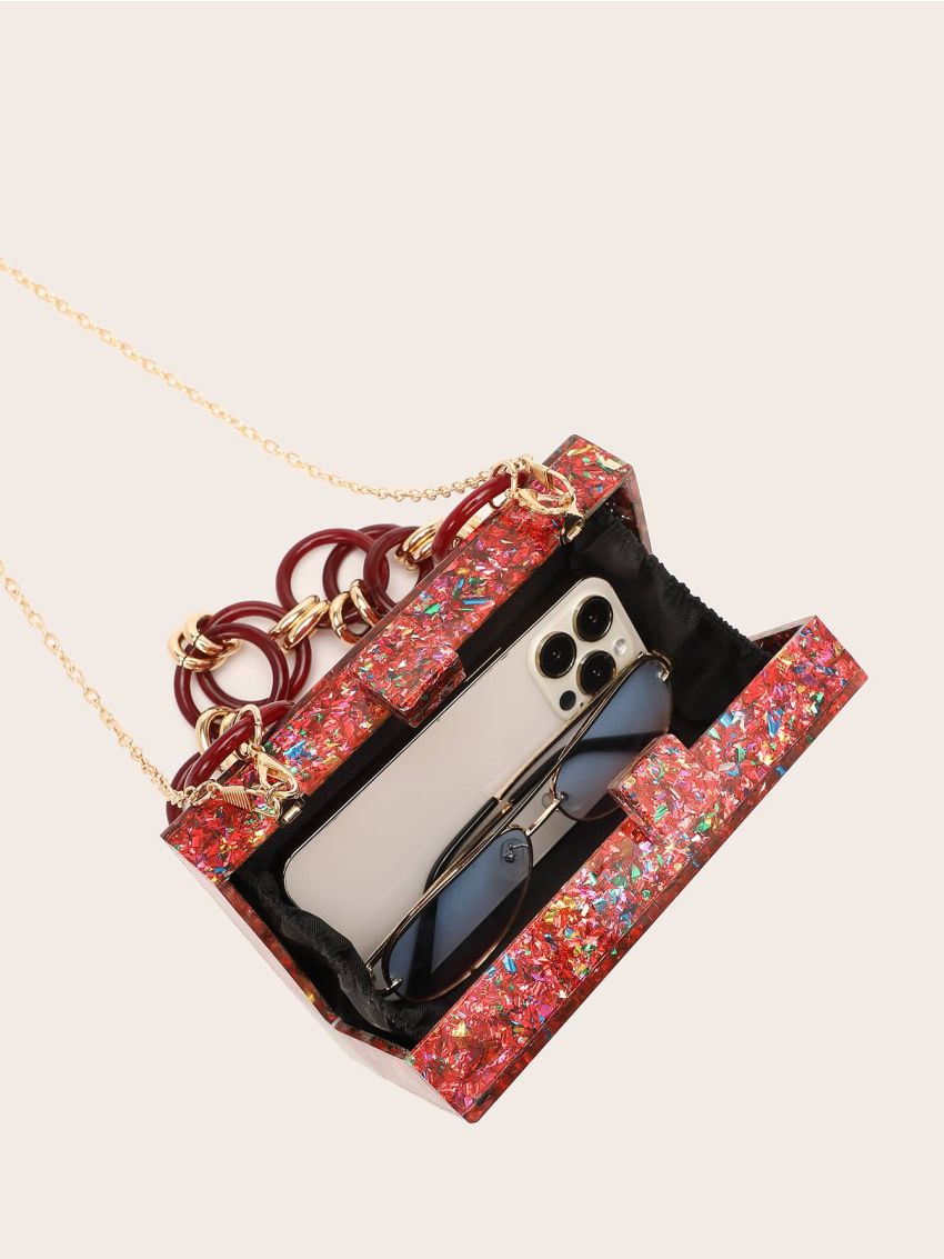 Mini Confetti Graphic Chain Box Bag