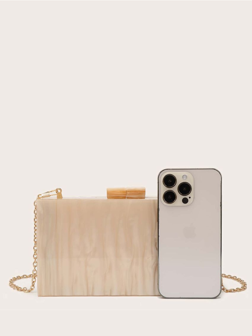 Marble Pattern Chain Box Bag