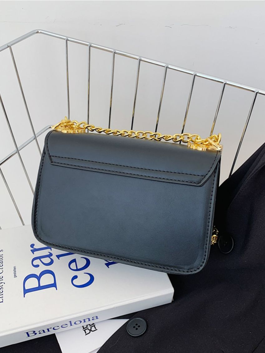 Metal Lock Design Chain Square Bag