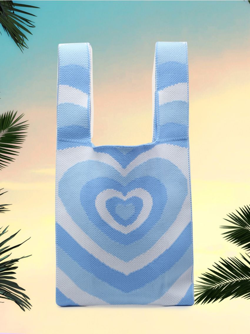 Heart Graphic Crochet Bag