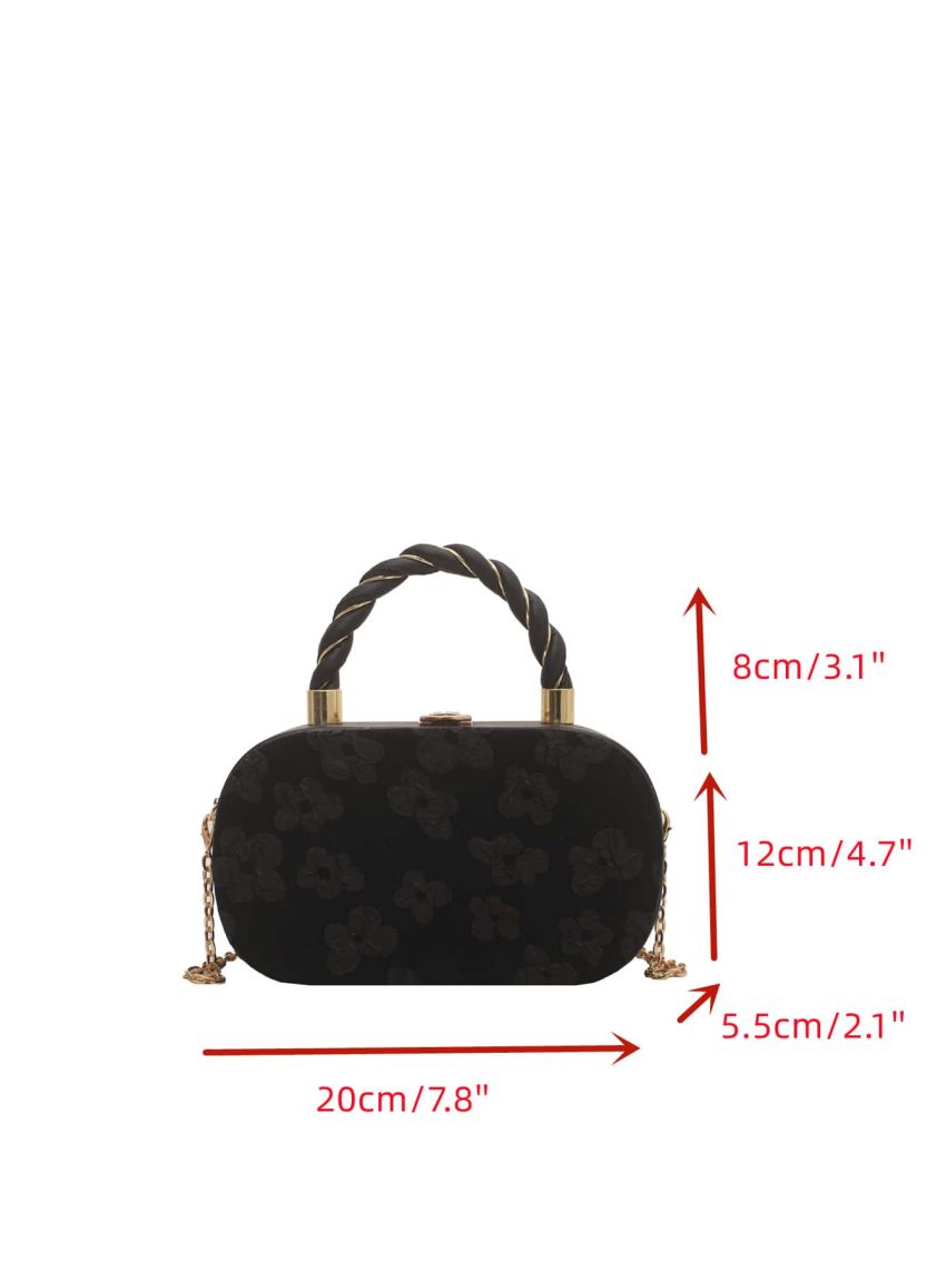 Floral Jacquard Chain Box Bag