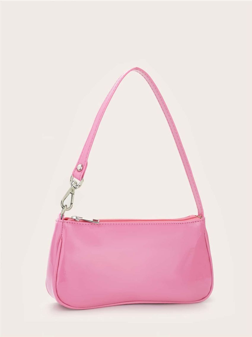 Artificial Patent Leather Baguette Bag