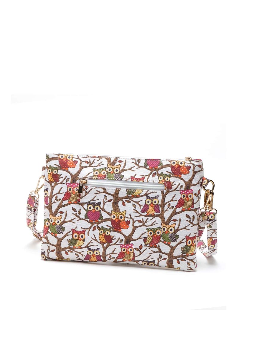 Owl Graphic Tassel Decor Square Bag