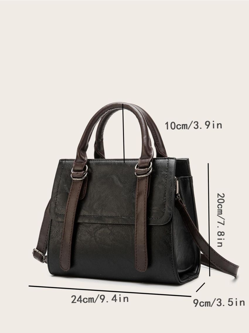 Two Tone Flap Buckle Square Bag