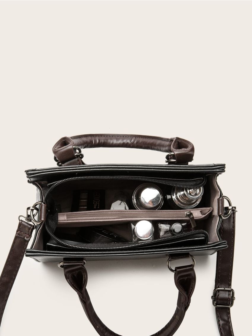 Two Tone Flap Buckle Square Bag