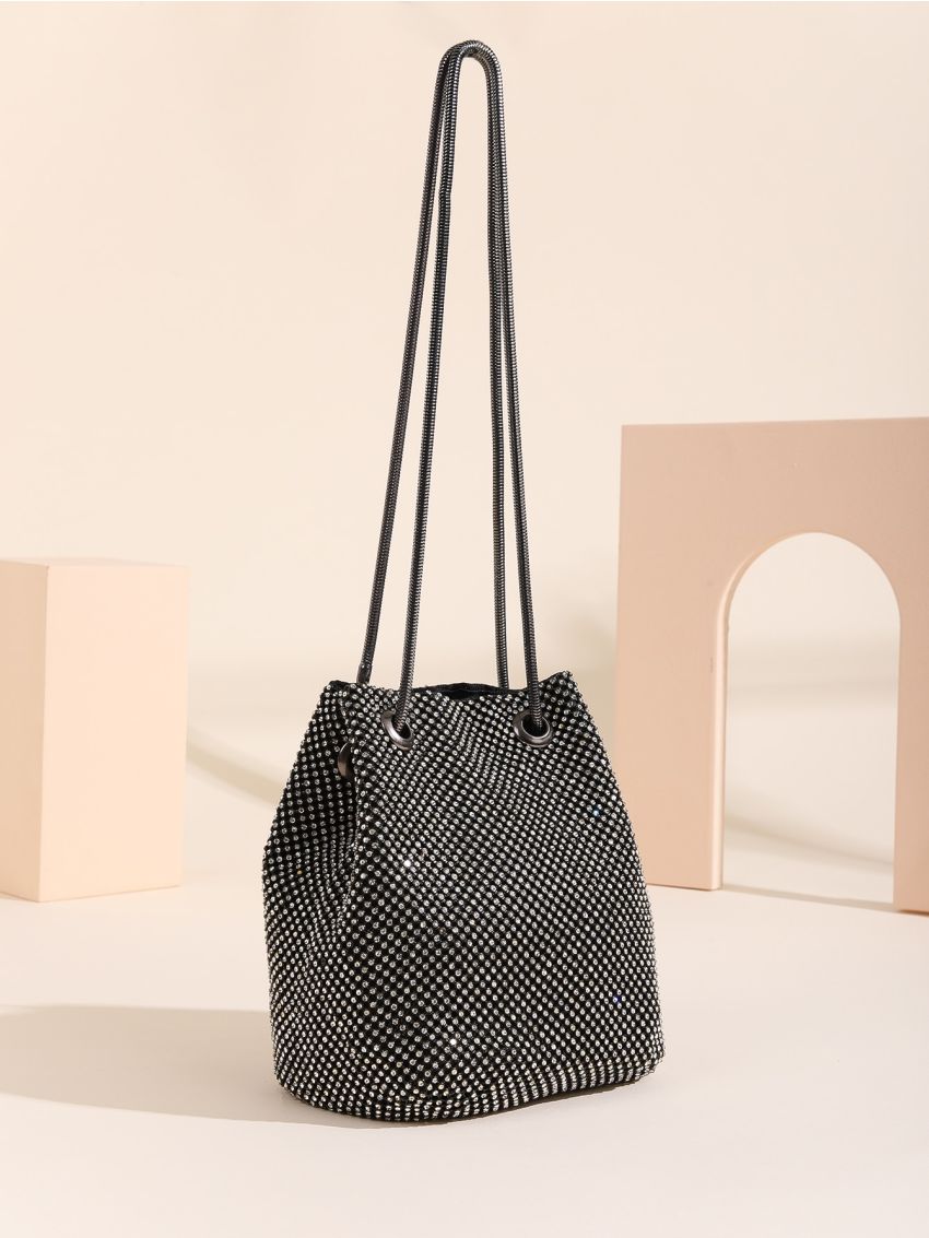 Mini Rhinestone Decor Bucket Bag