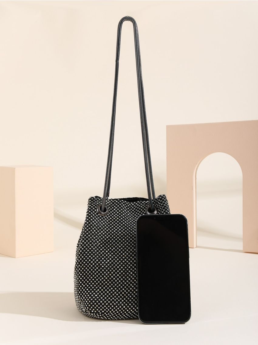 Mini Rhinestone Decor Bucket Bag