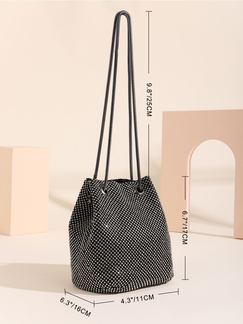 Mini Rhinestone Decor Bucket Bag