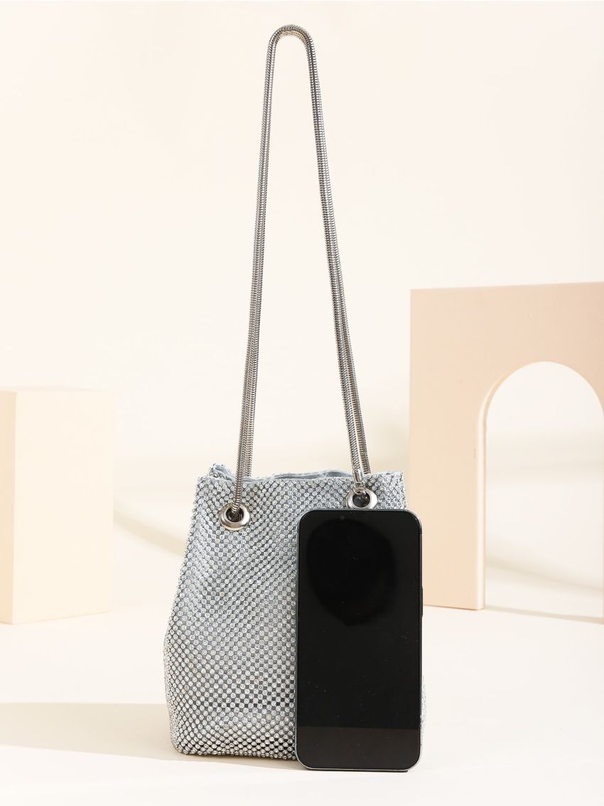 Mini Rhinestone Decor Bucket Bag