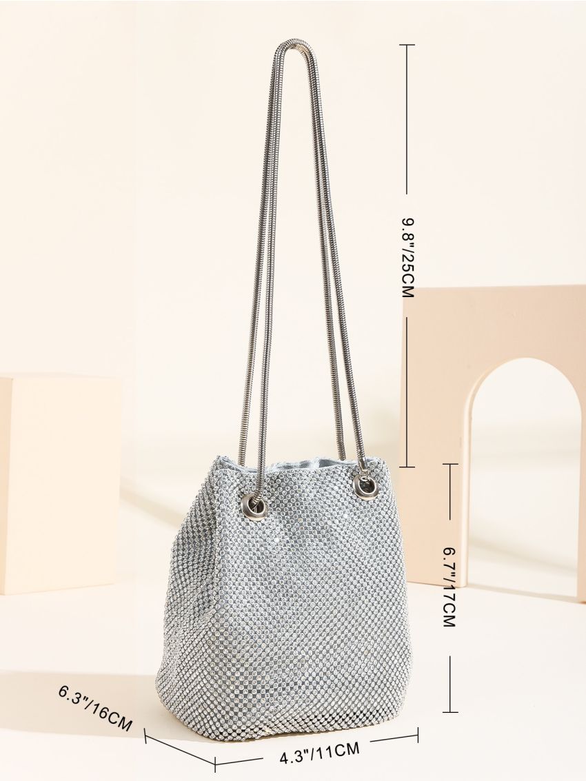 Mini Rhinestone Decor Bucket Bag