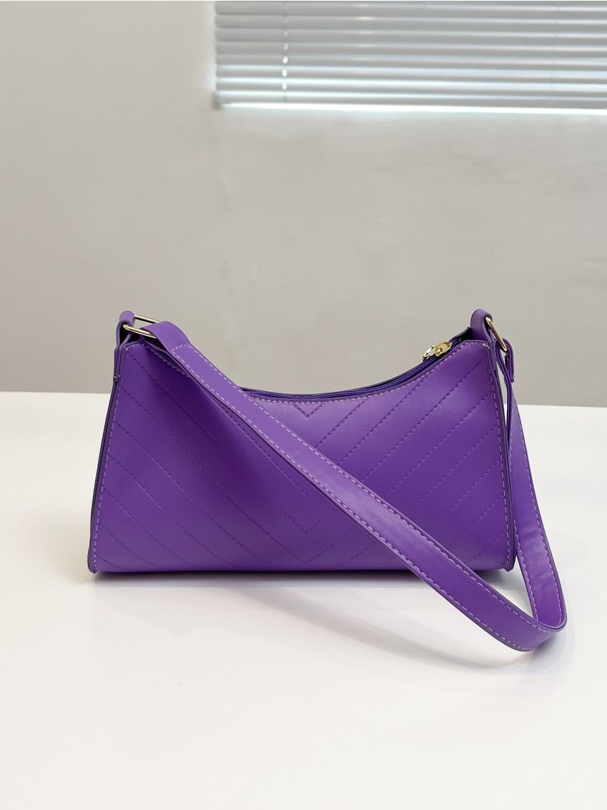 Chevron Detail Baguette Bag