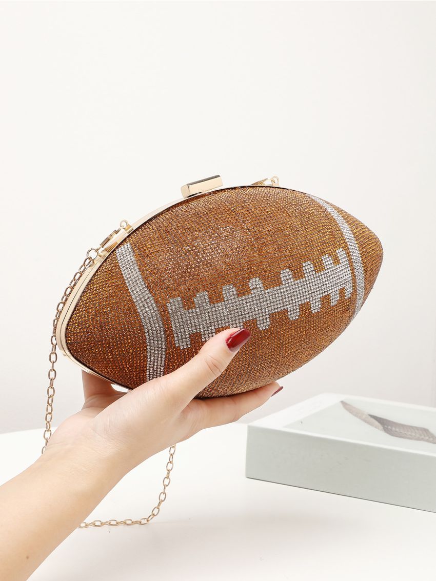 Rhinestone Decor Rugby Design Novelty Bag