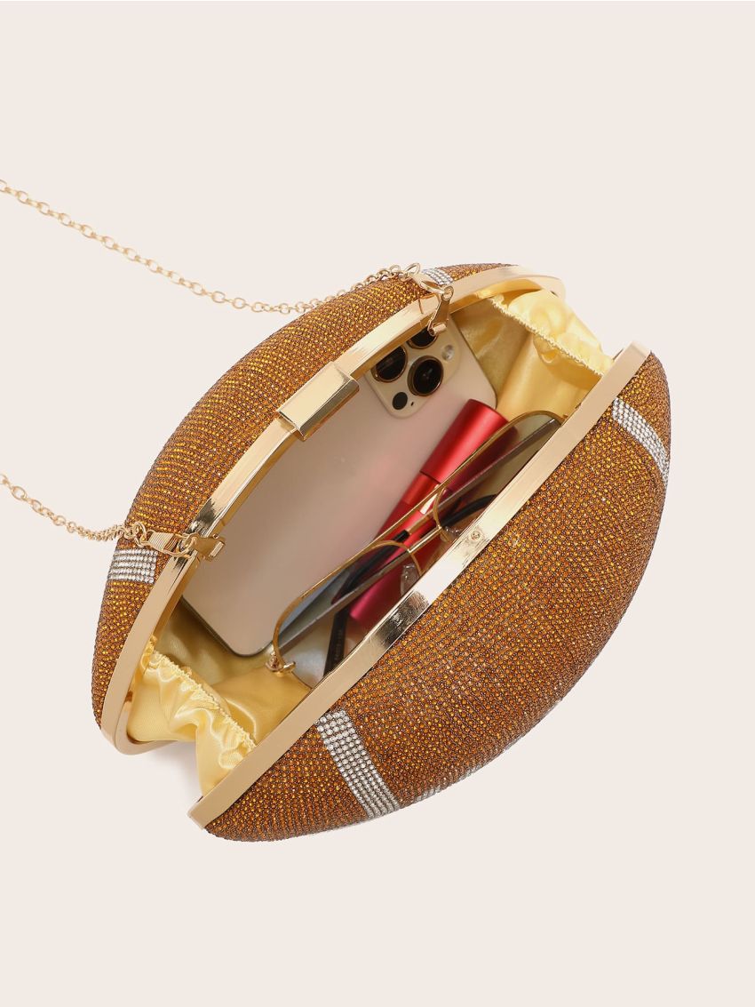 Rhinestone Decor Rugby Design Novelty Bag
