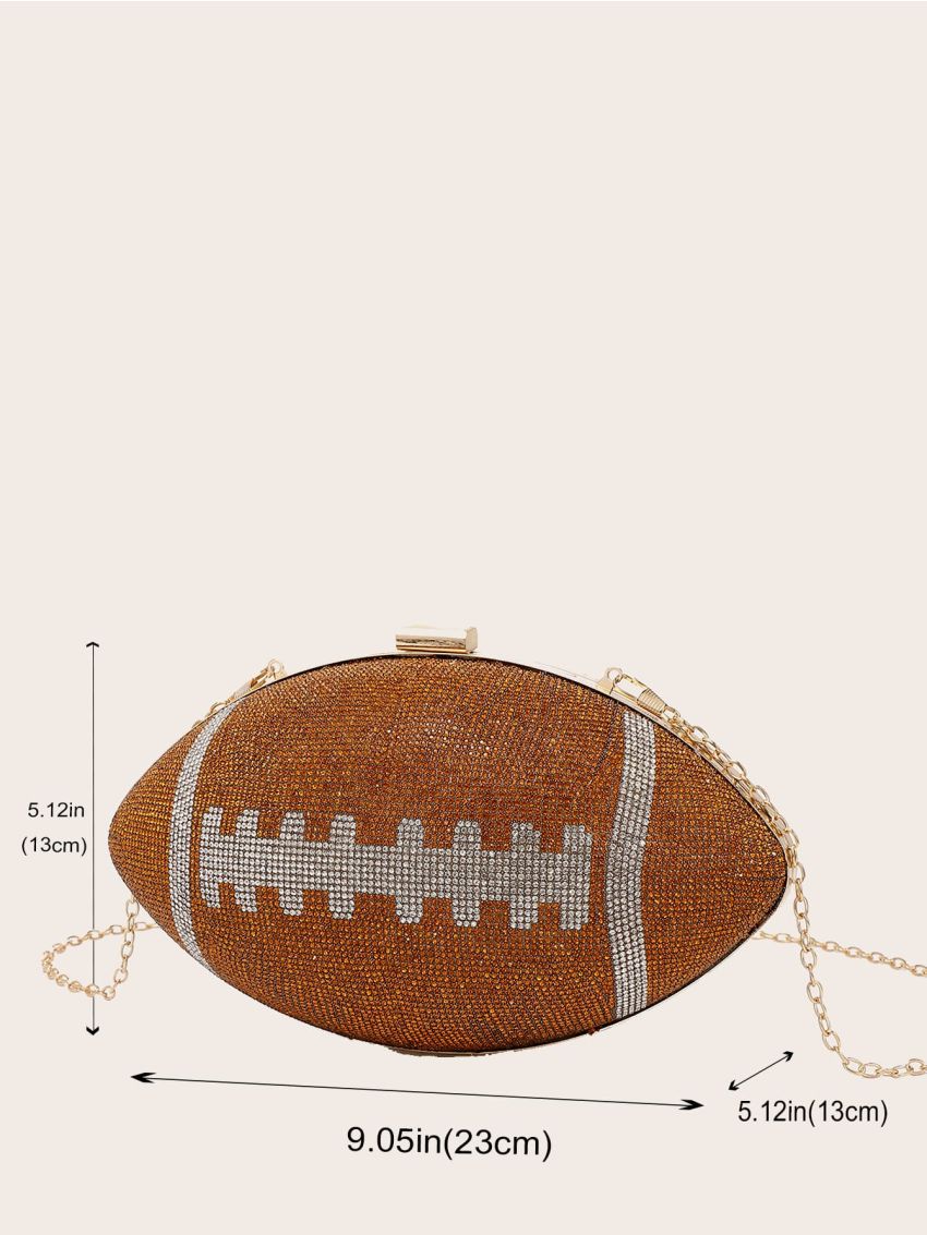 Rhinestone Decor Rugby Design Novelty Bag
