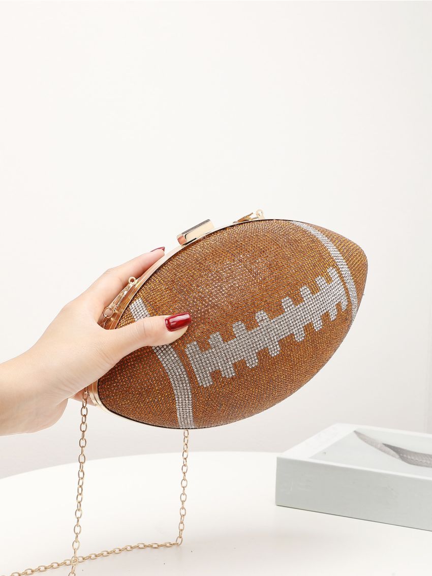Rhinestone Decor Rugby Design Novelty Bag