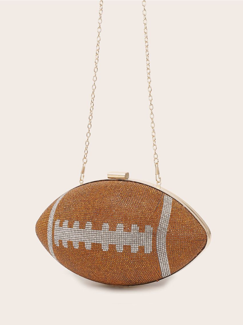 Rhinestone Decor Rugby Design Novelty Bag