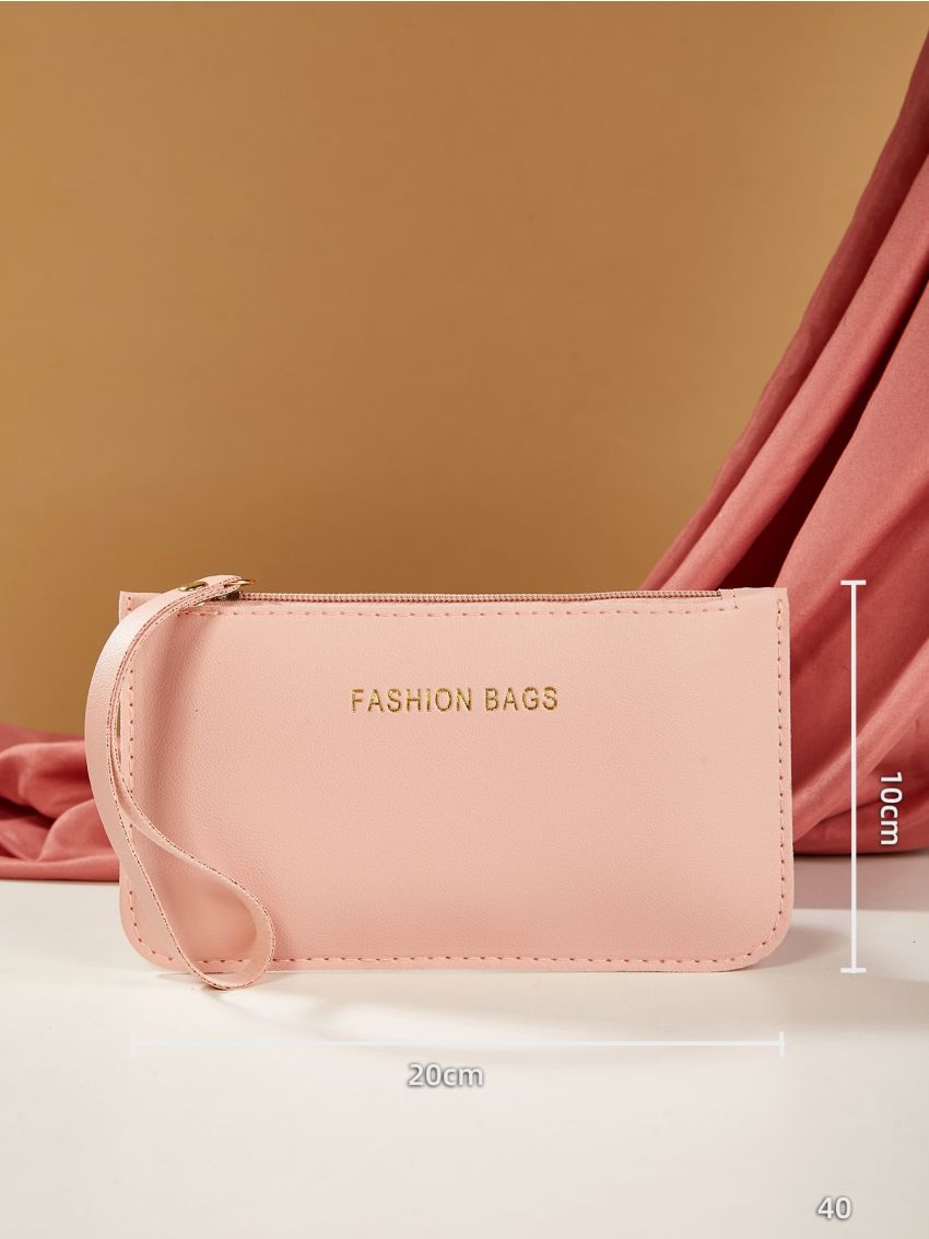 Letter Graphic Purse With Wristlet