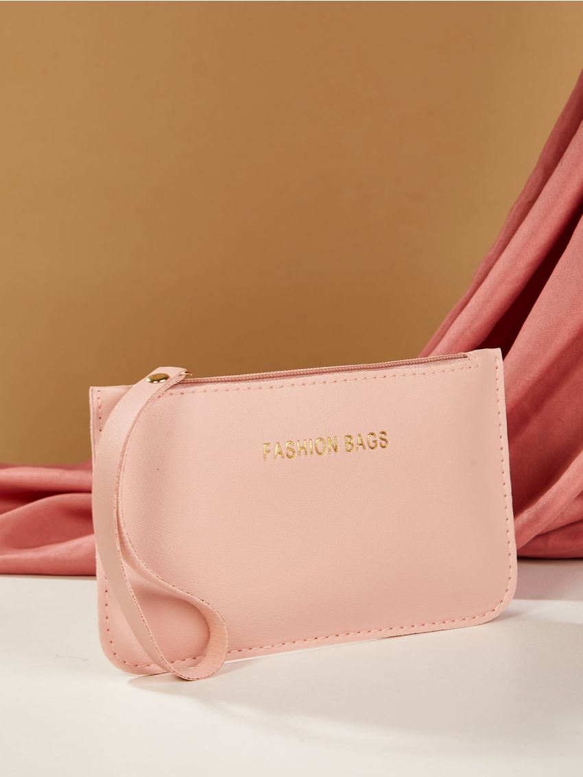 Letter Graphic Purse With Wristlet