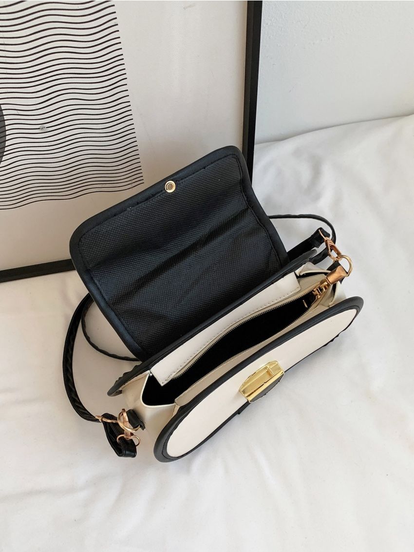 Two Tone Metal Lock Design Novelty Bag