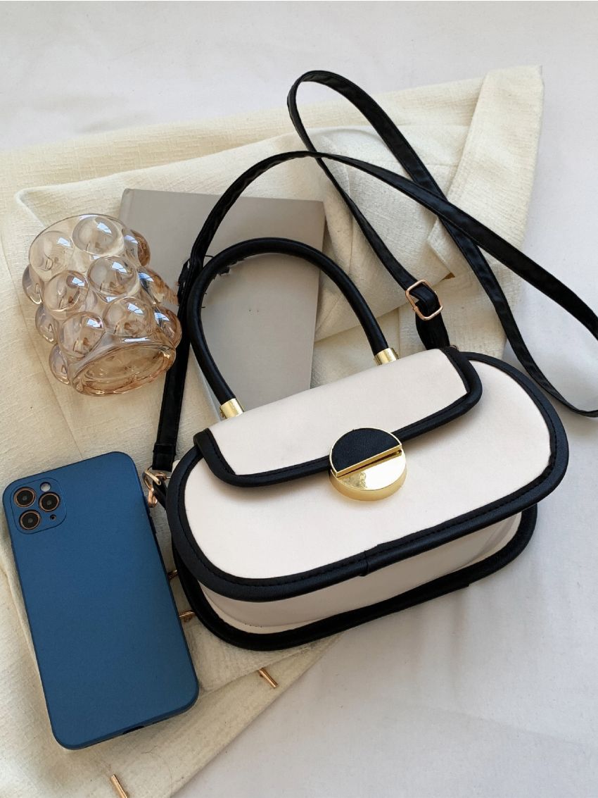 Two Tone Metal Lock Design Novelty Bag