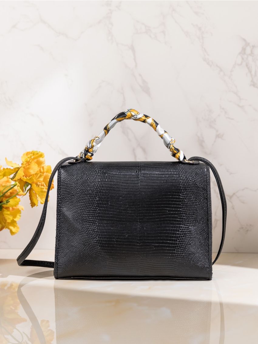 Mini Crocodile Embossed Scarf Decor Square Bag