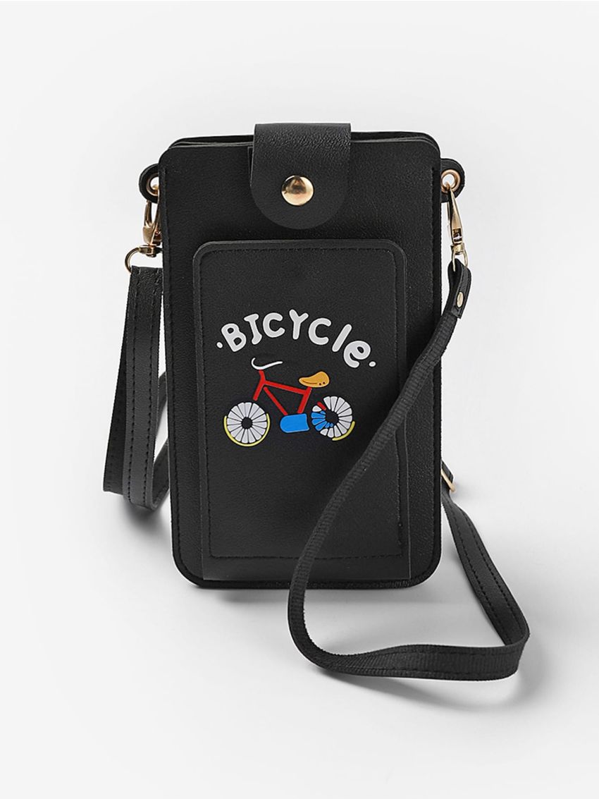 Letter & Bicycle Graphic Phone Wallet