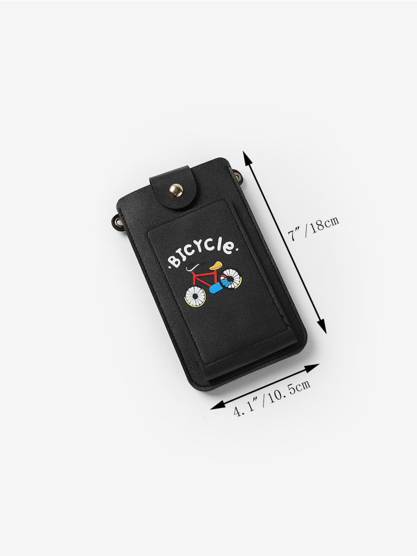 Letter & Bicycle Graphic Phone Wallet