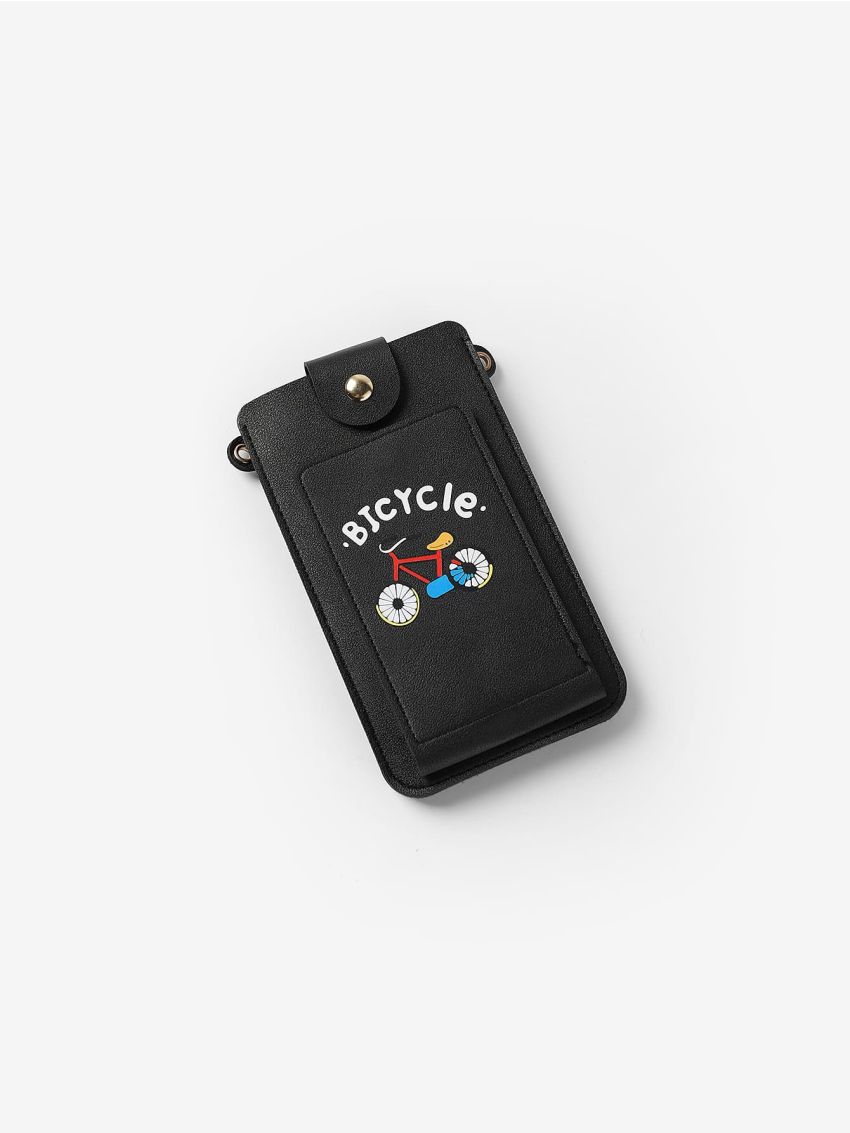 Letter & Bicycle Graphic Phone Wallet
