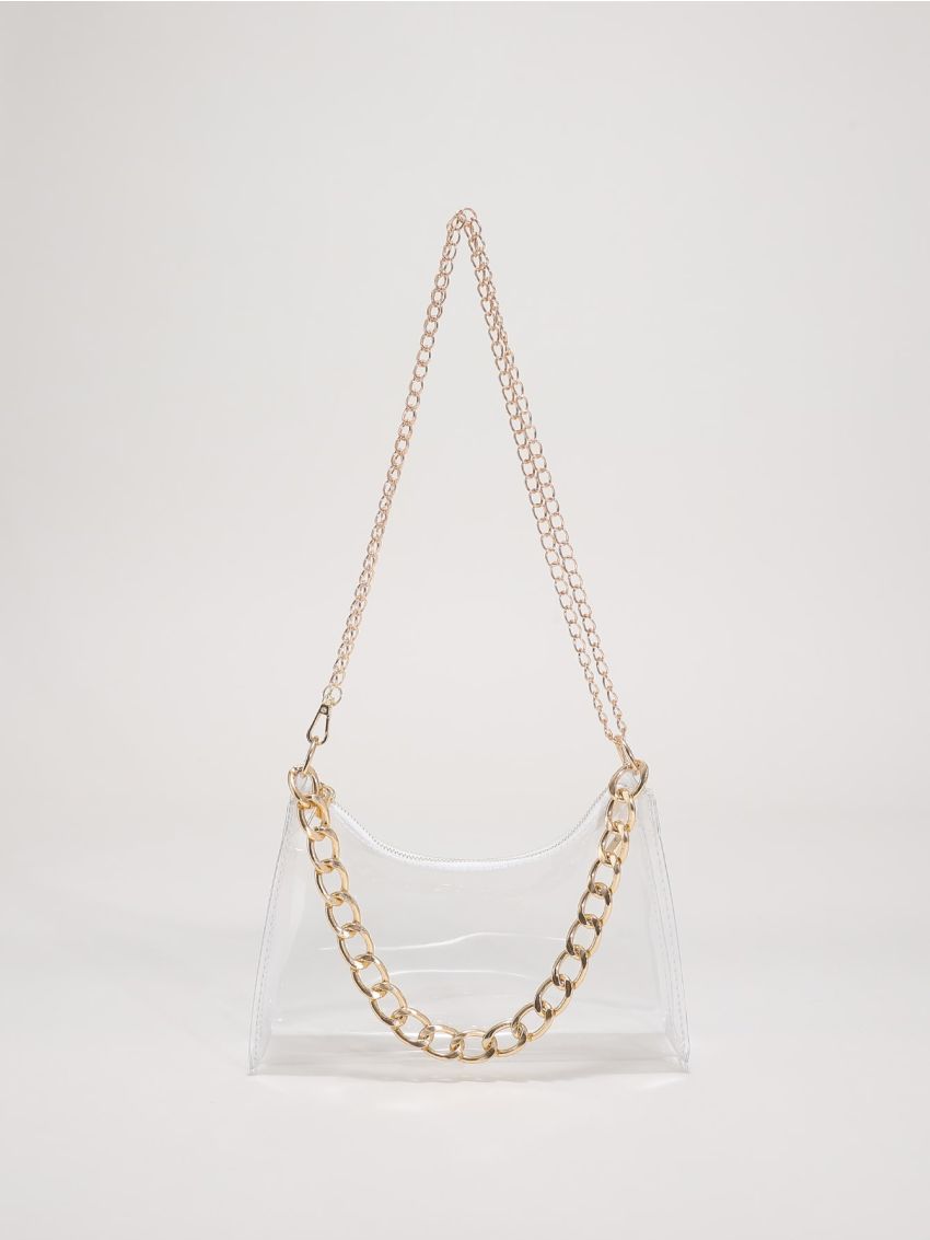 Chain Decor Clear Square Bag