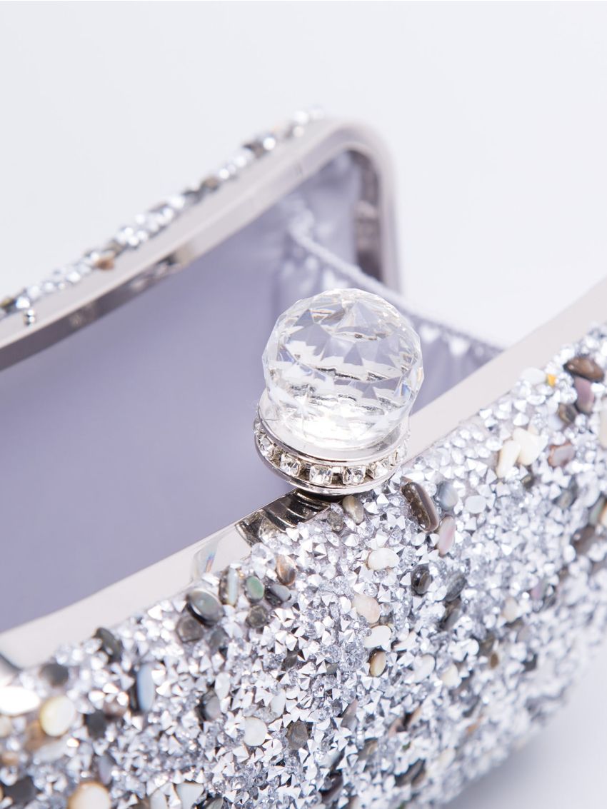 Mini Stone & Rhinestone Decor Chain Box Bag