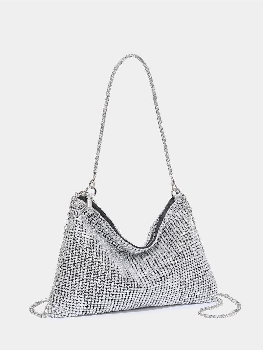 Plastic Rhinestone Detail Chain Bucket Bag