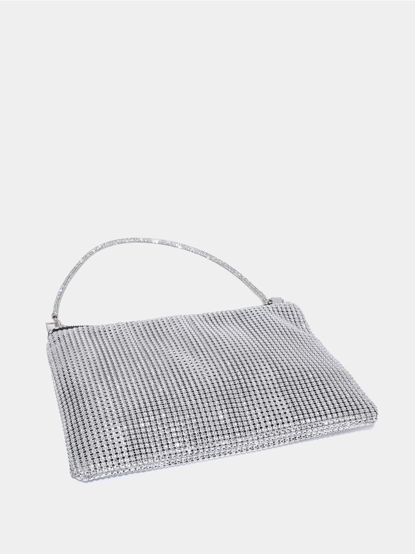 Plastic Rhinestone Detail Chain Bucket Bag