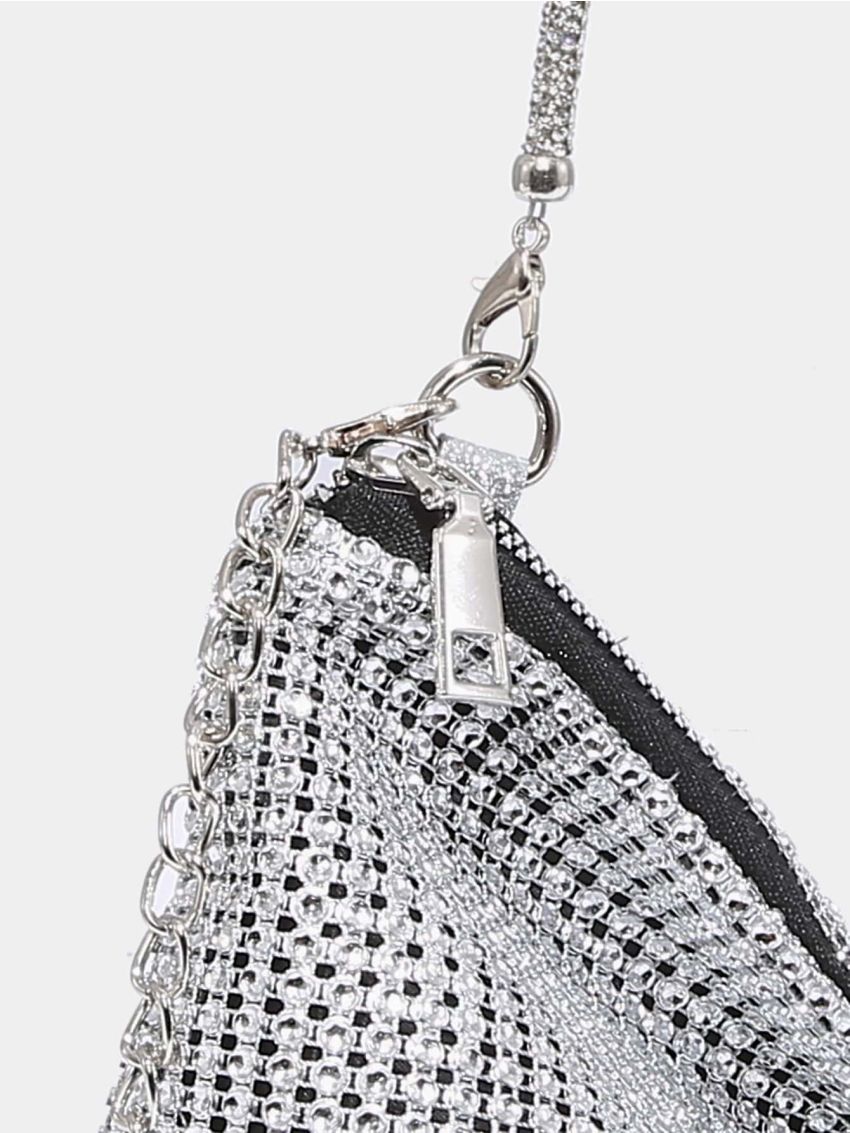 Plastic Rhinestone Detail Chain Bucket Bag