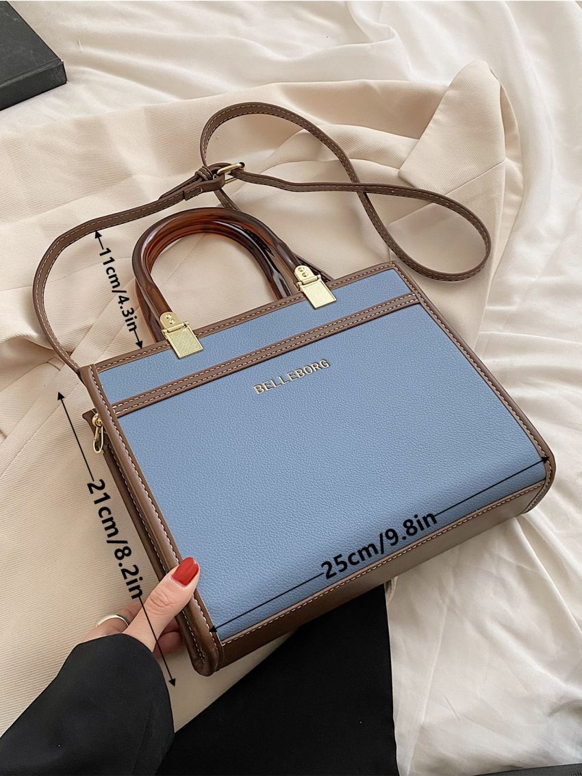 Letter Graphic Contrast Binding Square Bag