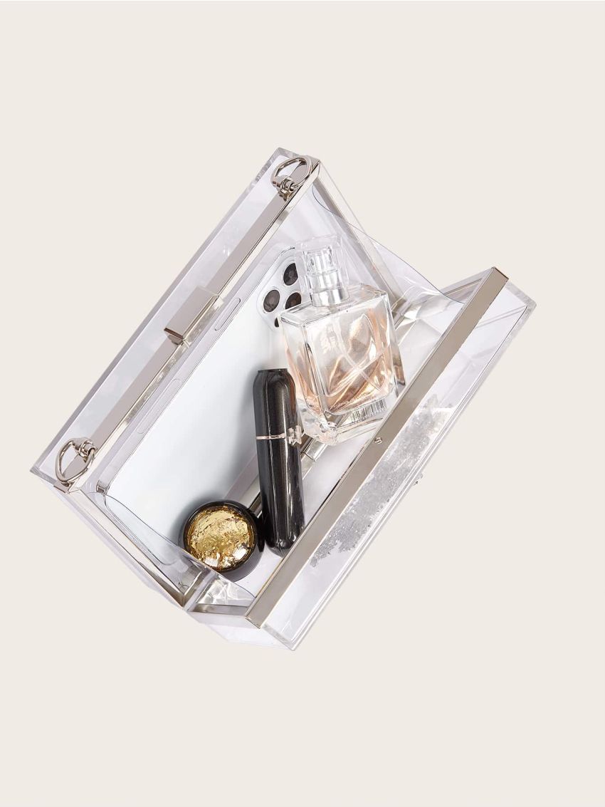 Rhinestone Snowflake Decor Chain Clear Box Bag