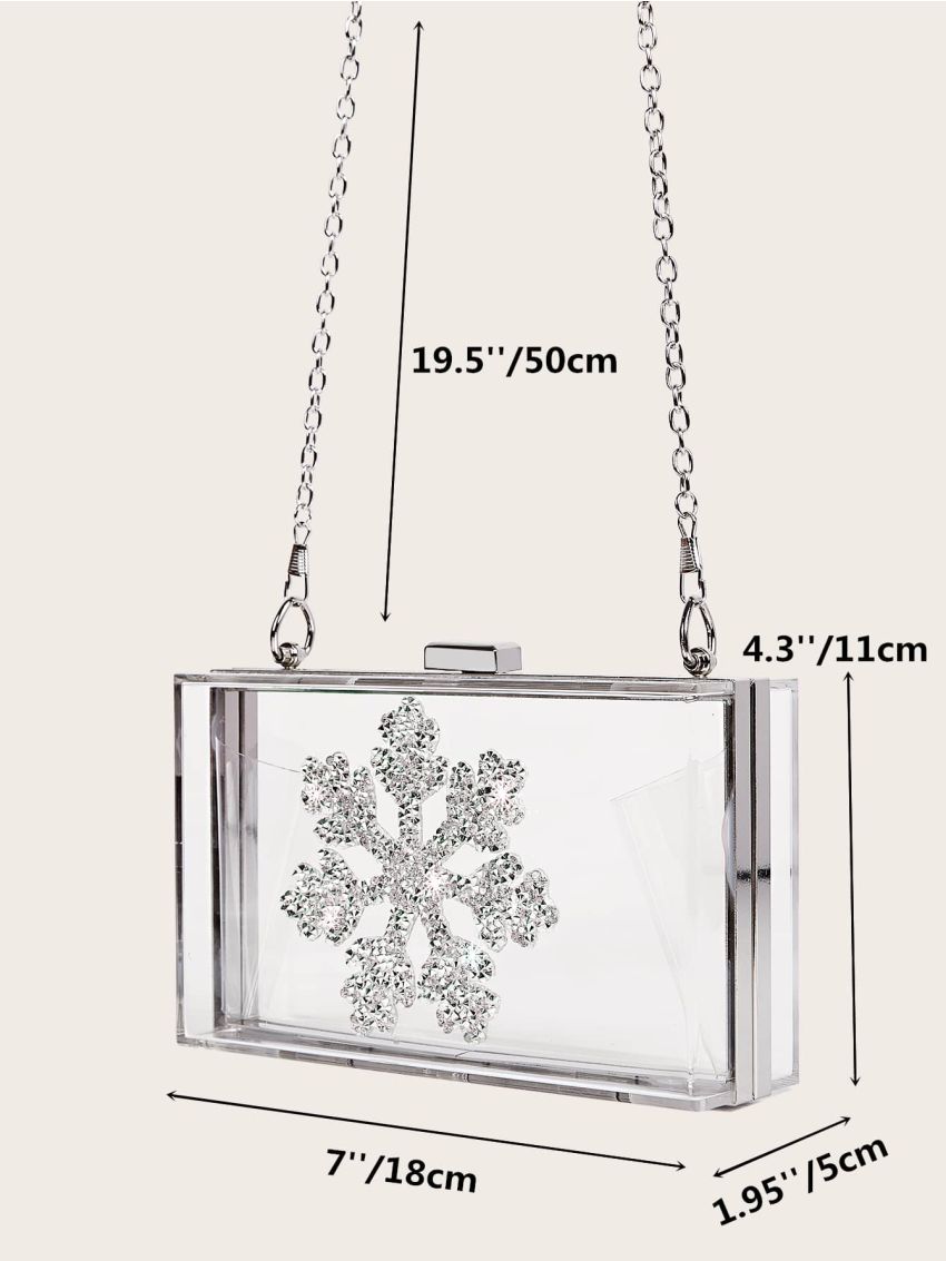 Rhinestone Snowflake Decor Chain Clear Box Bag