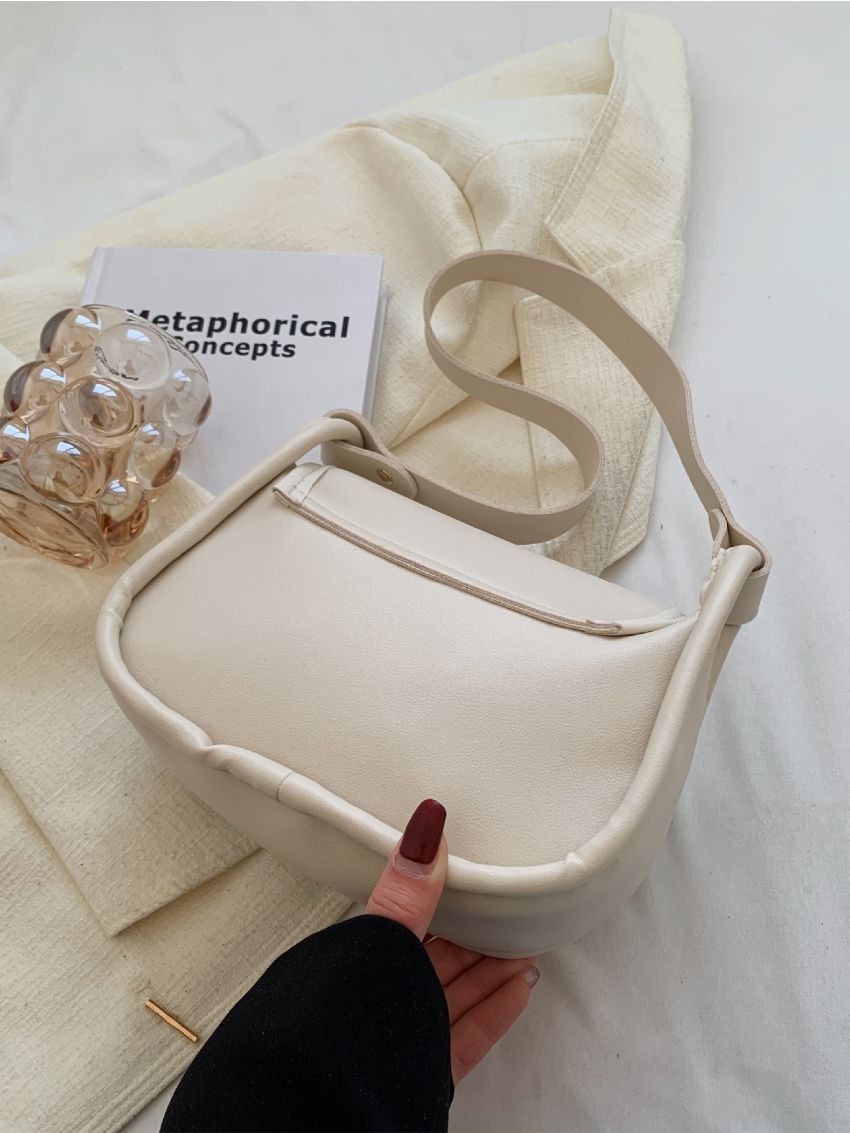 Buckle Decor Flap Saddle Bag