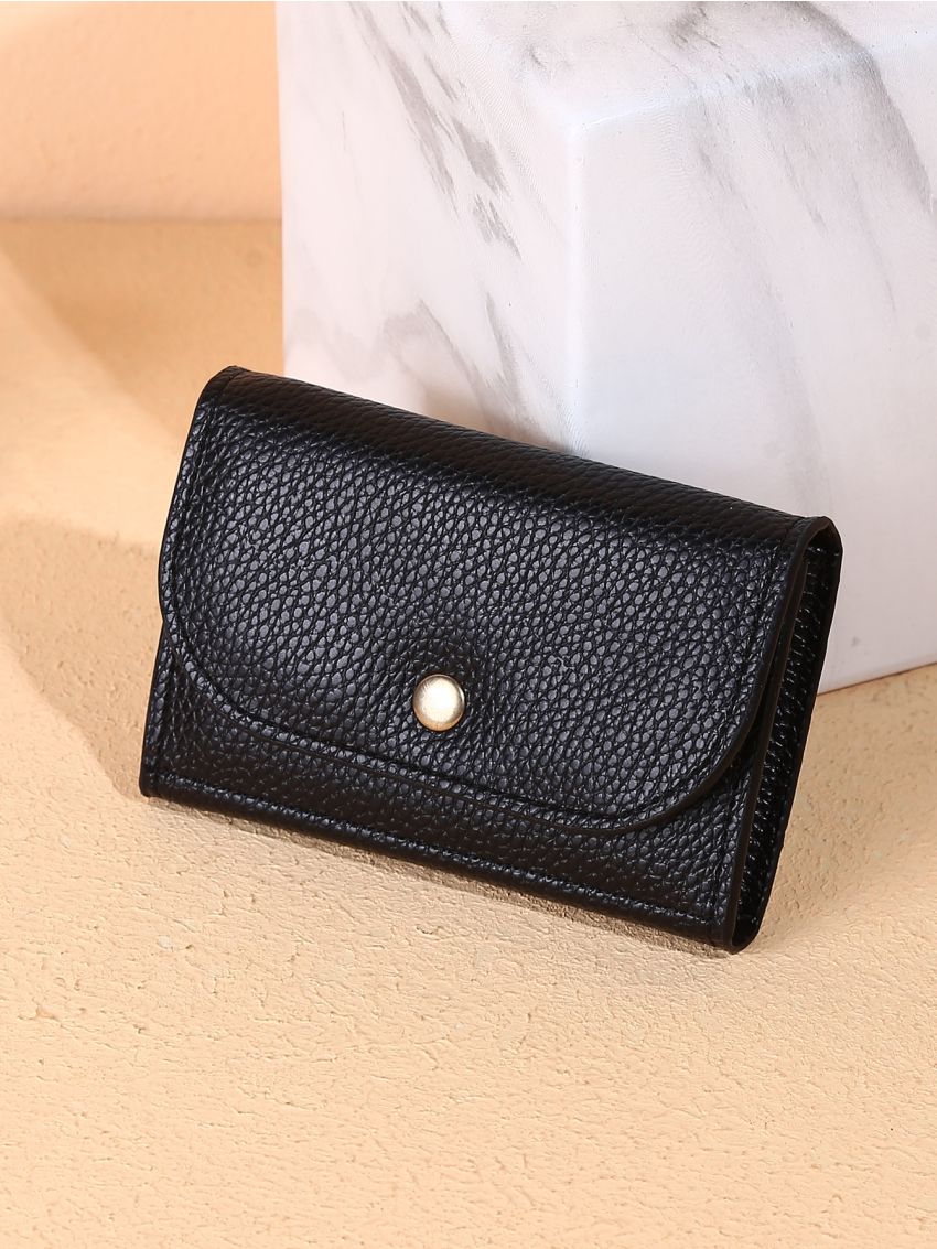 Litchi Embossed Flap Coin Purse