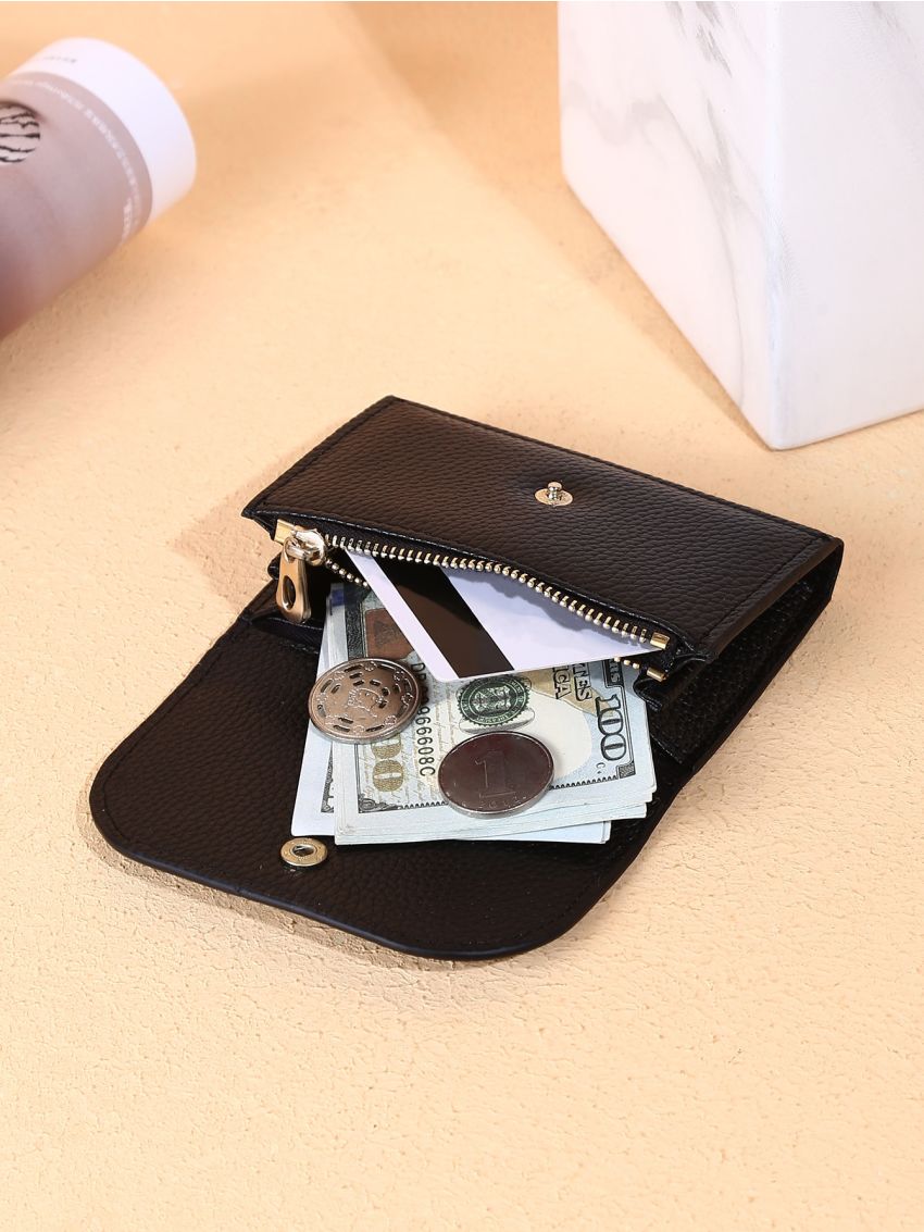 Litchi Embossed Flap Coin Purse