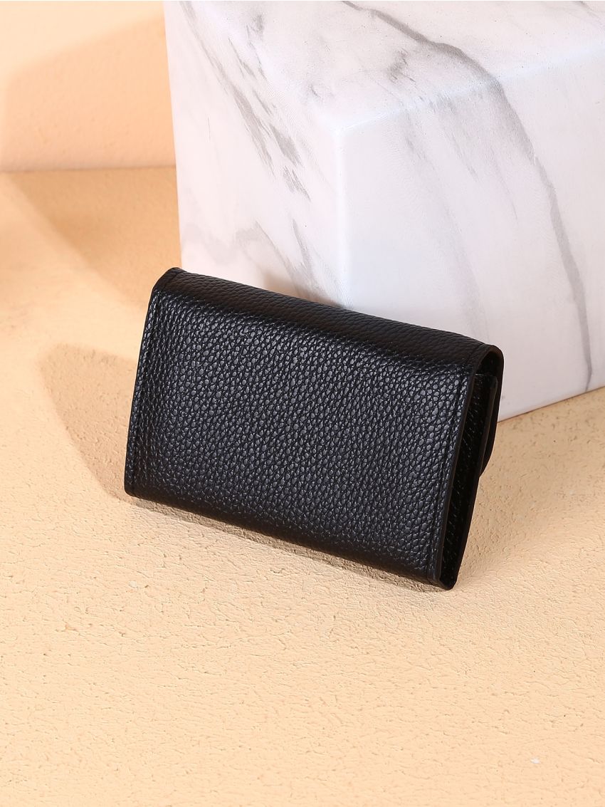 Litchi Embossed Flap Coin Purse