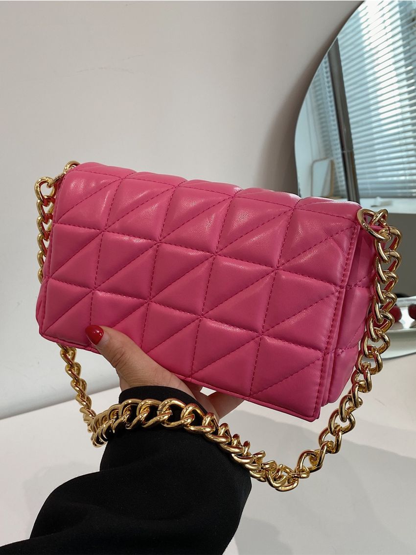 Quilted Flap Chain Square Bag