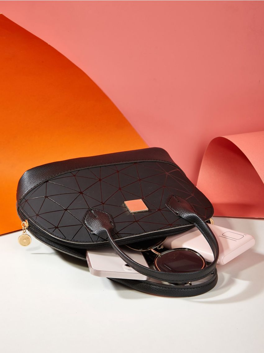 Geometric Print Metal Decor Dome Bag