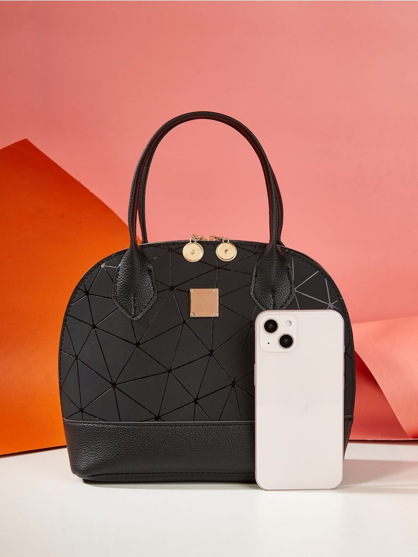 Geometric Print Metal Decor Dome Bag