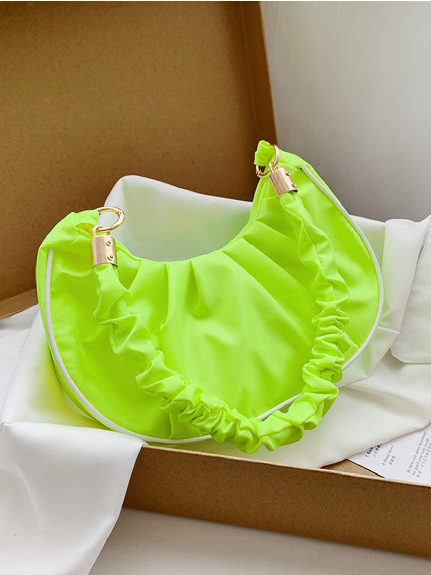 Contrast Piping Ruched Bag